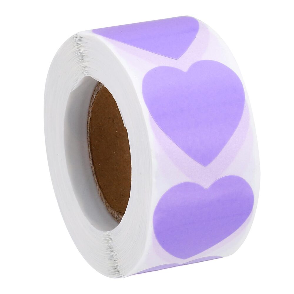 3582 Colored Heart Stickers 1", 500 Pcs Color Coding Labels Blank Heart